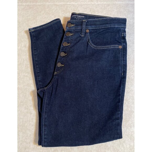 Lucky Brand Womens Dark Wash High-Rise Skinny Jeans Size 12/31 Denim Button Fly - Picture 1 of 10